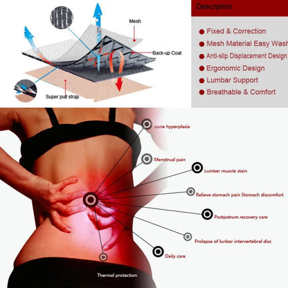 Self Heating Lower Back Support Magnetic Therapy Belt